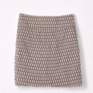 David Meister Geometric Mini Skirt Blue Tan Draped Front Women’s Size 10